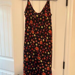 Vintage Giorgio Fiorlini Floral Elegance Black Midi Dress